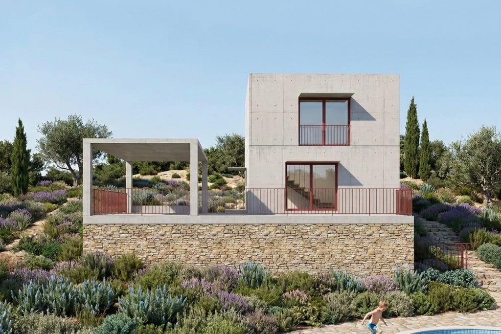 Two-storey precast concrete house prototype in Creixell